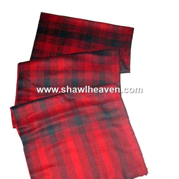 designer red black bold check cashmere large scarves @shawlheaven